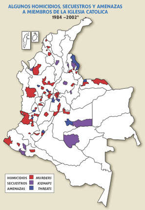 Algunos homicidios, secuestros y amenazas a miembros de la iglesia Catlica